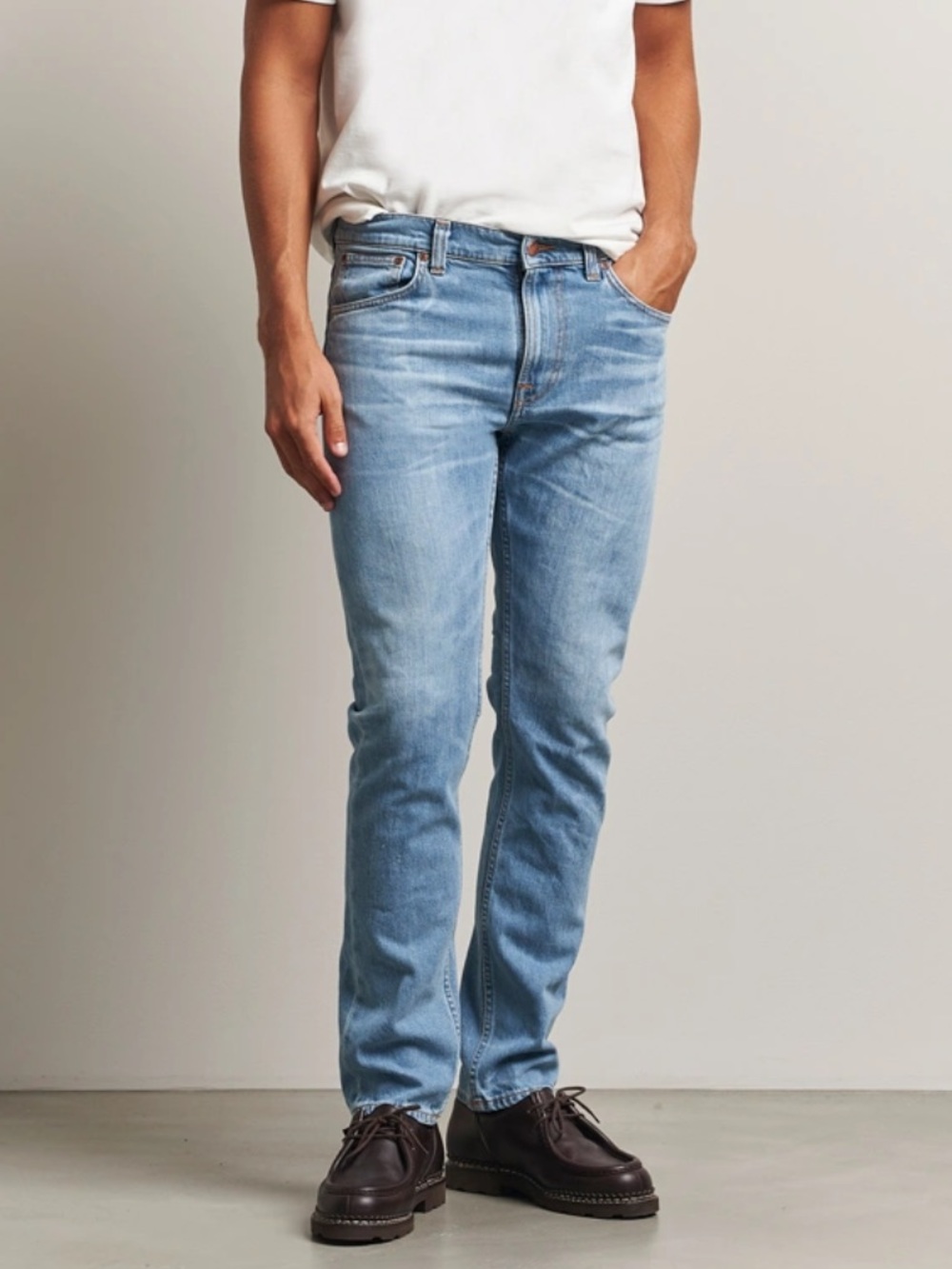 Men’s Nudie Jeans Lean Dean Loving Twill Denim Light Blue Wash
